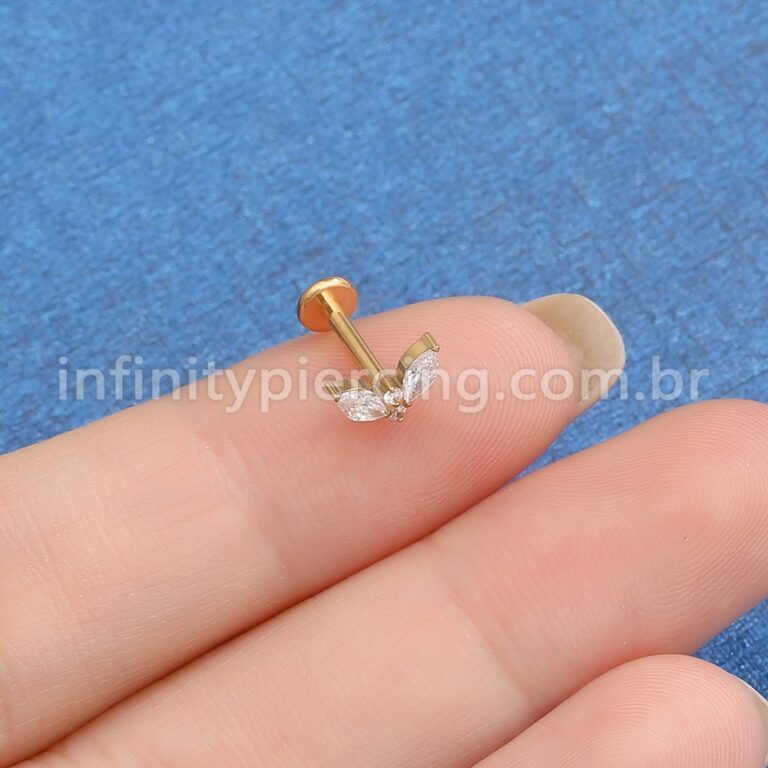 Piercing Labret Titânio Zircônia Cravejada