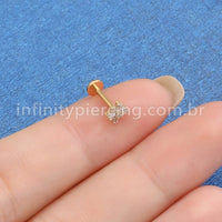 Piercing Labret Titânio Estrela Cadente Zircônia Cravejada