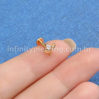 Piercing Labret Titânio Galho Zircônia Cravejada