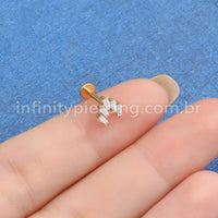 Piercing Labret Titânio 5 Pedras Zircônia Cravejada