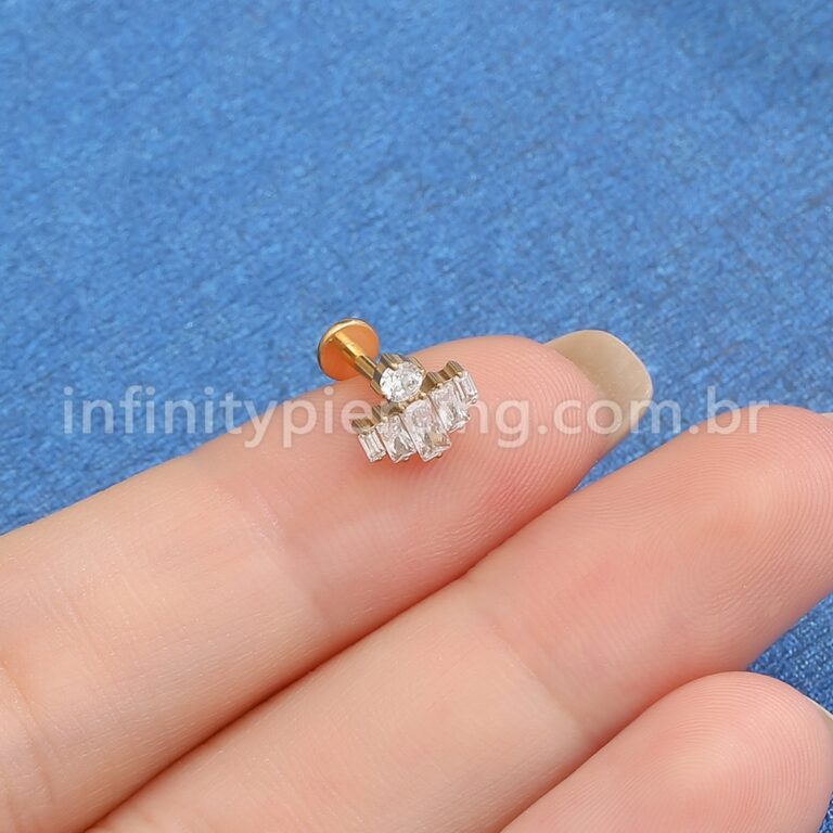 Piercing Labret Titânio Zircônia Cravejada