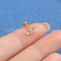 Piercing Labret Titânio Curvo Zircônia Cravejada