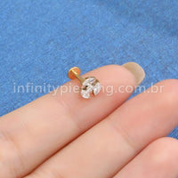 Piercing Labret Titânio Zircônia Cravejada