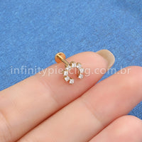 Piercing Labret Titânio Ferradura Zircônia Cravejada