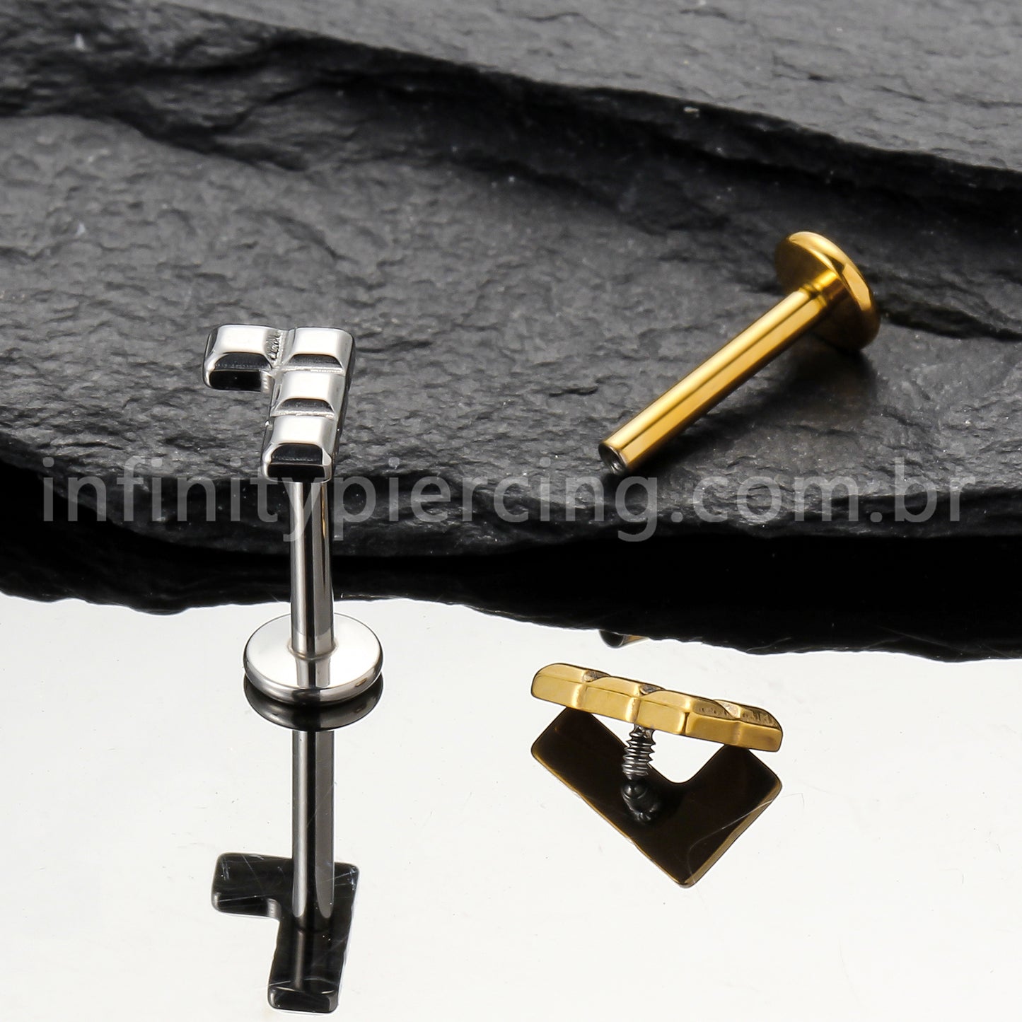 Piercing Labret Titânio Peça De Montar Tetris 1.2X8 11243