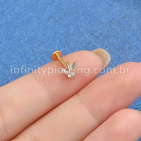 Piercing Labret Titânio Zircônia Cravejada