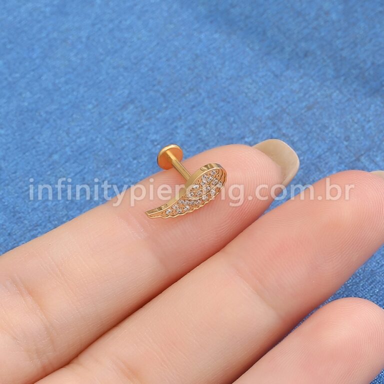 Piercing Labret Titânio Asa Zircônia Cravejada