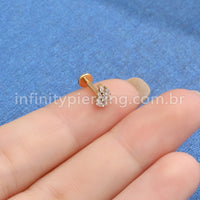 Piercing Labret Titânio Galho Zircônia Cravejada