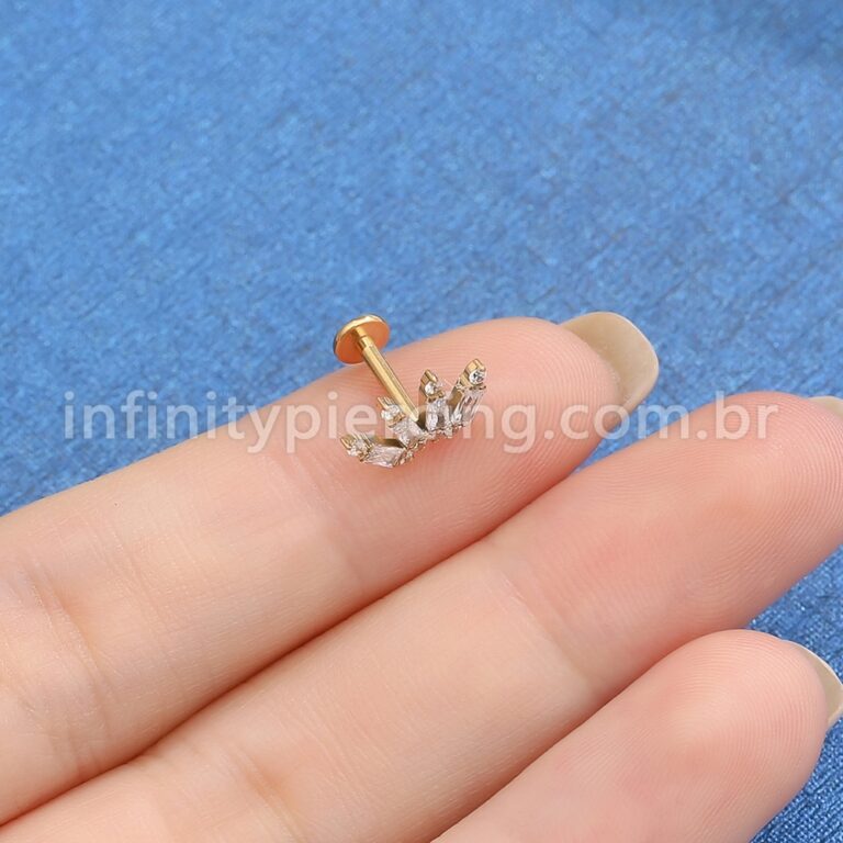 Piercing Labret Titânio Coroa Zircônia Cravejada