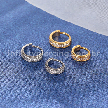 Piercing Argola Segmento Articulado Titânio Zircônia Cravejada