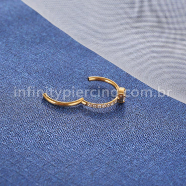 Piercing Argola Segmentada Aço Cirurgico Zircônia Pedra Redonda