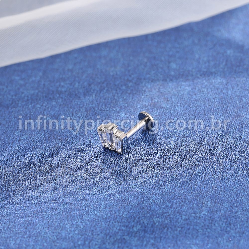 Piercing Labret Titânio Zircônia Cravejda