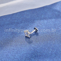 Piercing Labret Titânio Zircônia Cravejda