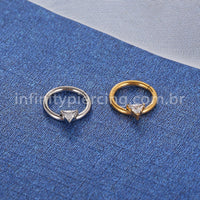 Piercing Argola Titânio Segmento Articulado Uma Zircônia Triângulo