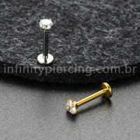 Piercing Labret Titânio Zircônia Ponto De Luz Colorida Rosca Interna