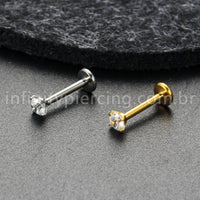 Piercing Labret Titânio Push Pin Zircônia Ponto De Luz Colorida
