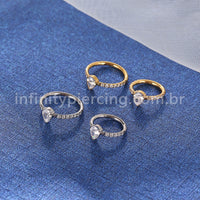 Piercing Argola Titânio Segemento Articulado Zircônia Gota