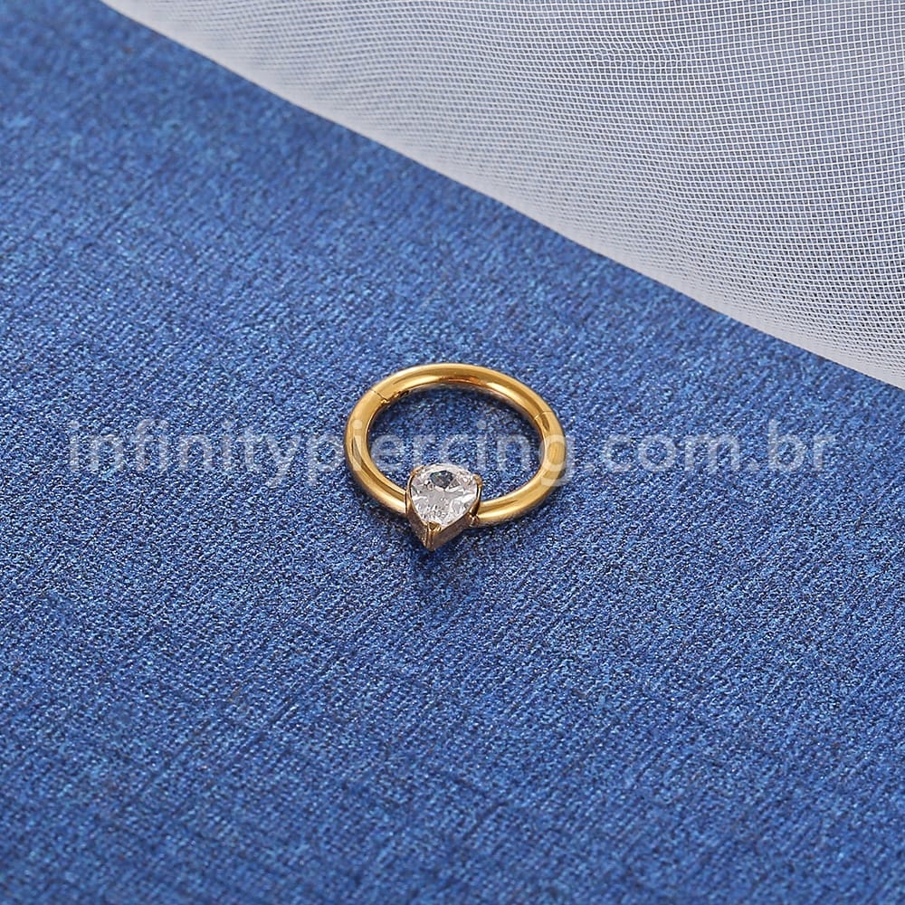 Piercing Argola Titânio Segmento Articulado Zircônia Gota