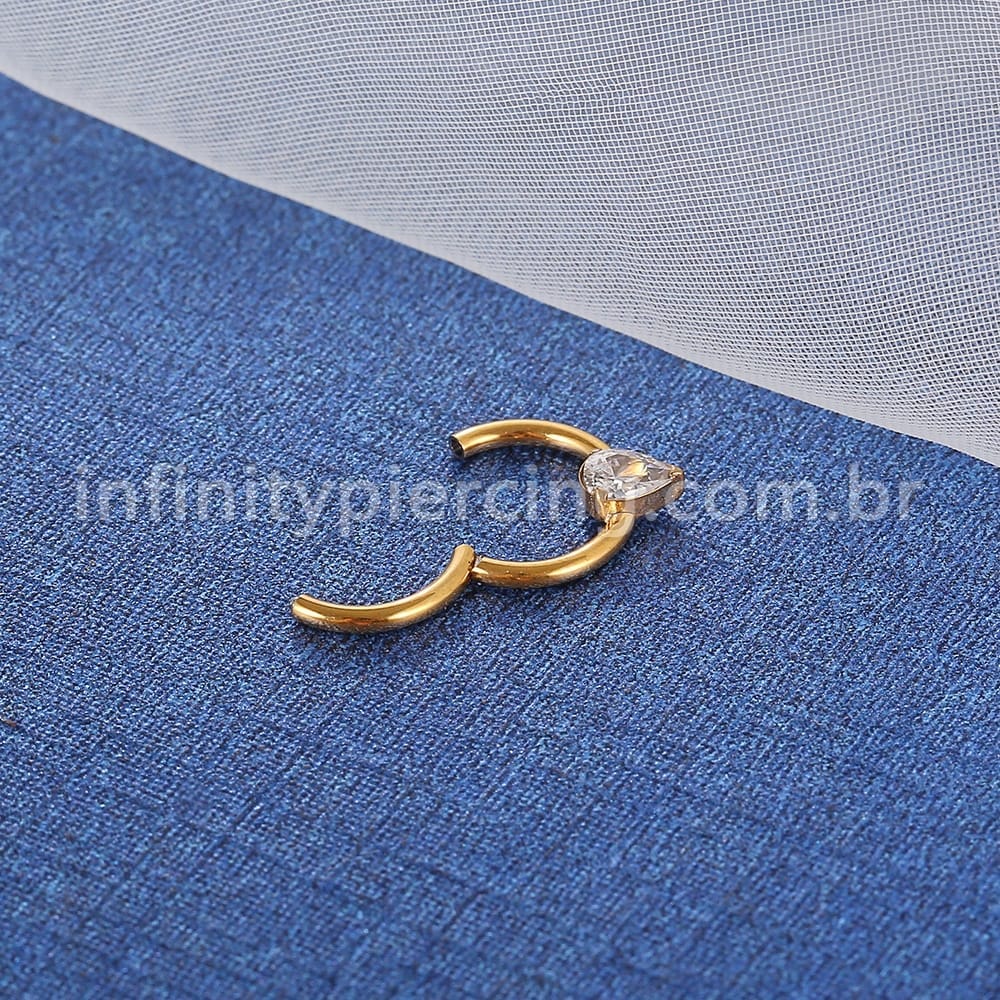 Piercing Argola Titânio Segmento Articulado Zircônia Gota