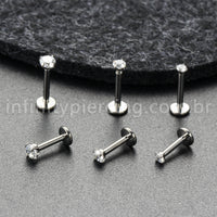 Piercing Labret Titânio Zircônia Ponto De Luz Colorida Rosca Interna