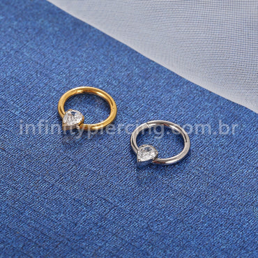 Piercing Argola Titânio Segmento Articulado Zircônia Gota