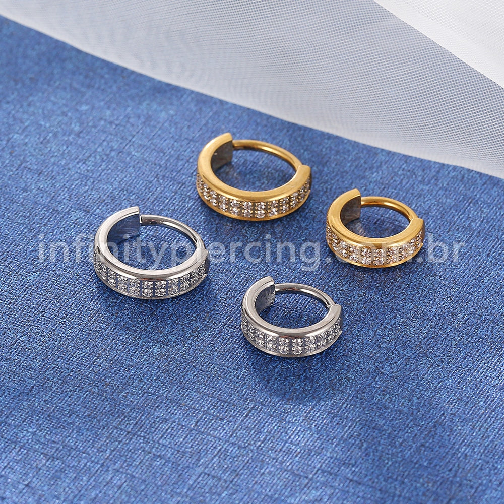 Piercing Argola Segemento Articulado Titânio Zircônia Cravejada