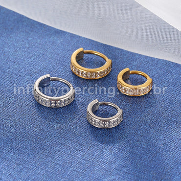 Piercing Argola Segemento Articulado Titânio Zircônia Cravejada