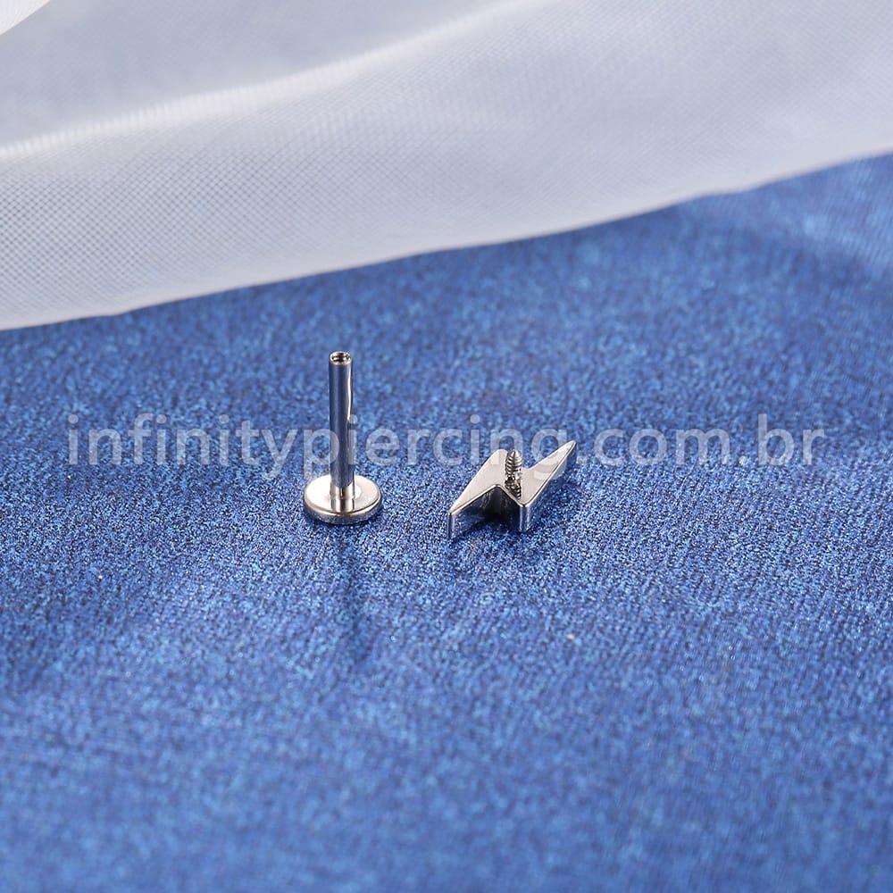 Piercing Labret Titânio Rosca Interna Raio Zircônia Cravejada