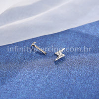 Piercing Labret Aço Cirúrgico Raio Zircônia