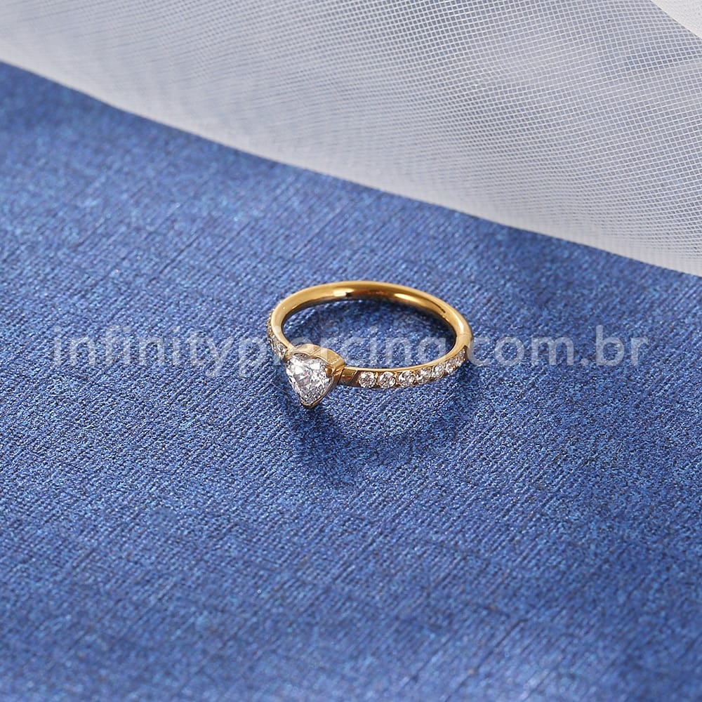 Piercing Argola Titânio Segmento Articulado Zircônia Coração