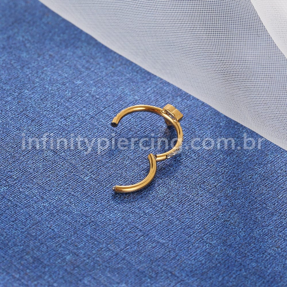 Piercing Argola Titânio Segmento Articulado Zircônia Coração