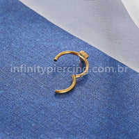 Piercing Argola Titânio Segmento Articulado Zircônia Coração