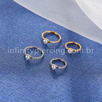 Piercing Argola Titânio Segmento Articulado Zircônia Coração