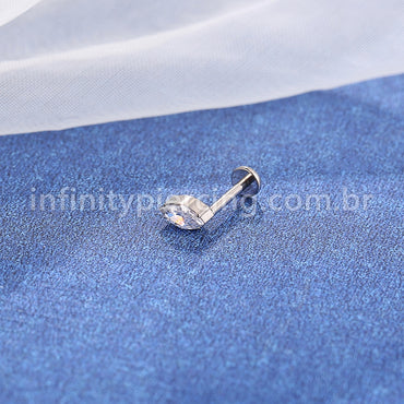 Piercing Labret Titânio Zircônia Cravejada
