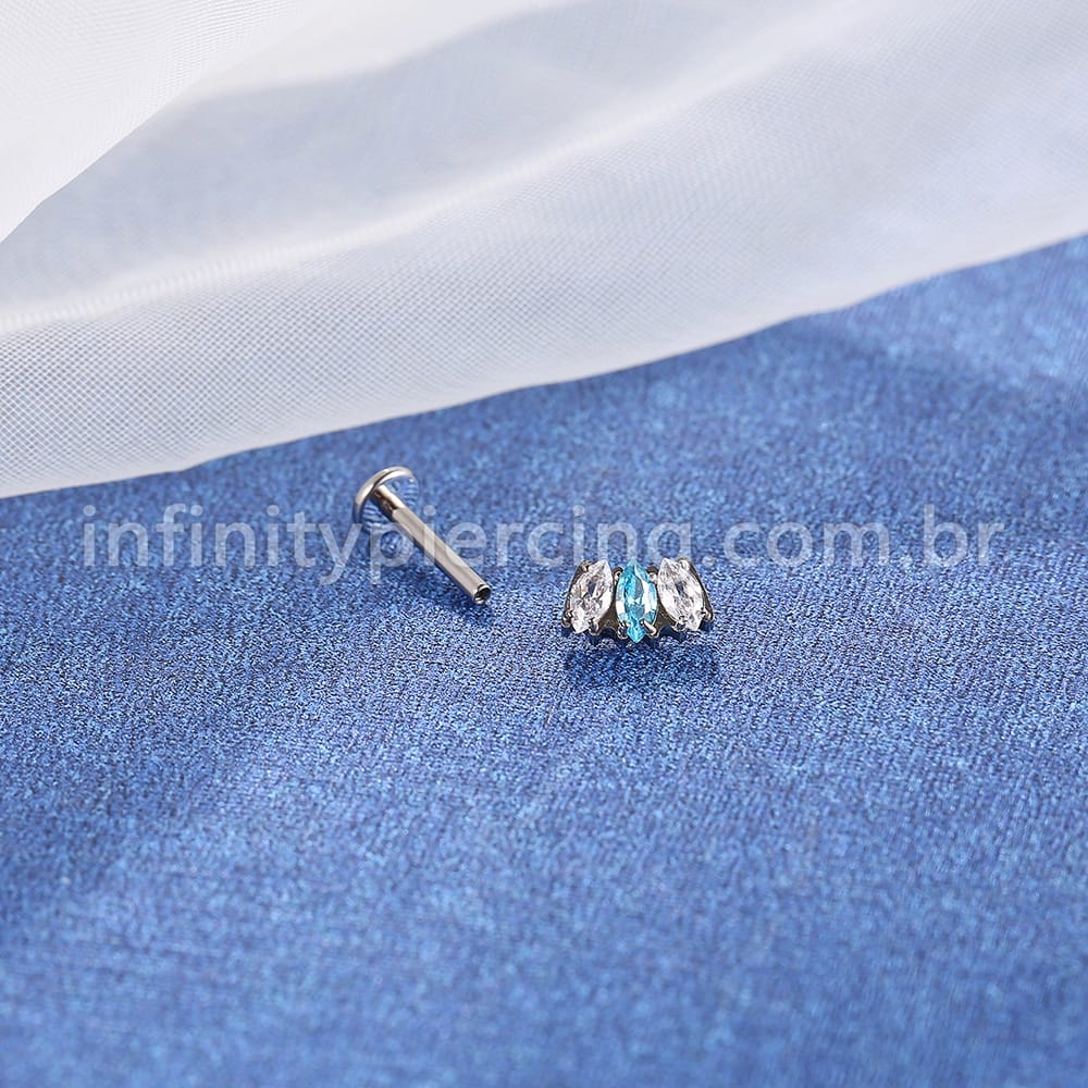 Piercing Labret Rosca Interna Titânio Zircônia