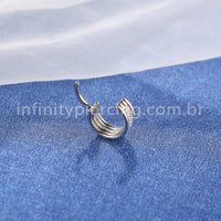 Piercing Argola Titânio Segmento Articulado Dupla Fileira Zircônia Cravejada