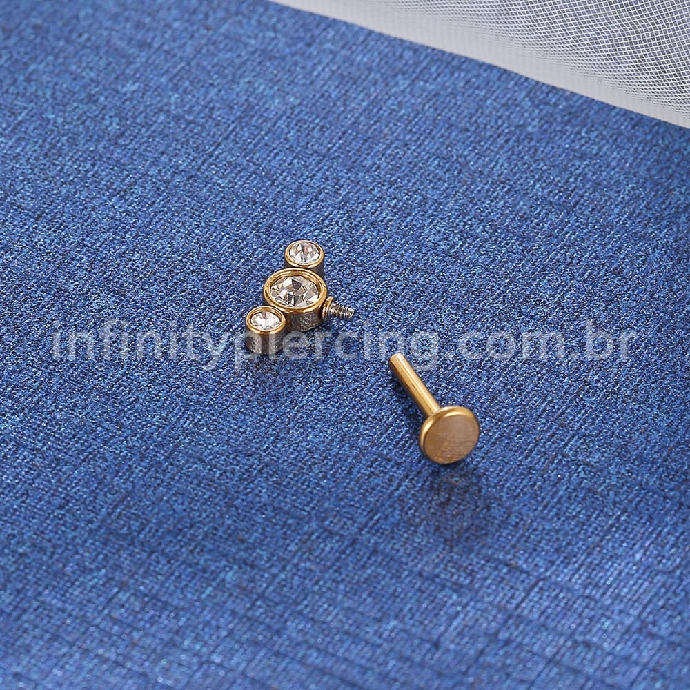 Piercing Labret Invertido Aço Cirúrgico Indiano 3 Zircônia