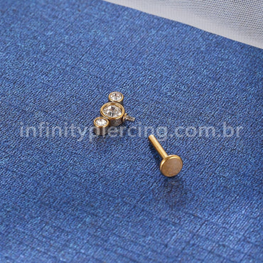 Piercing Labret Invertido Aço Cirúrgico Indiano 3 Zircônia