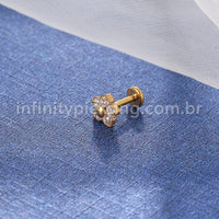 Piercing Labret Aço Cirúrgico Flor Zircônia