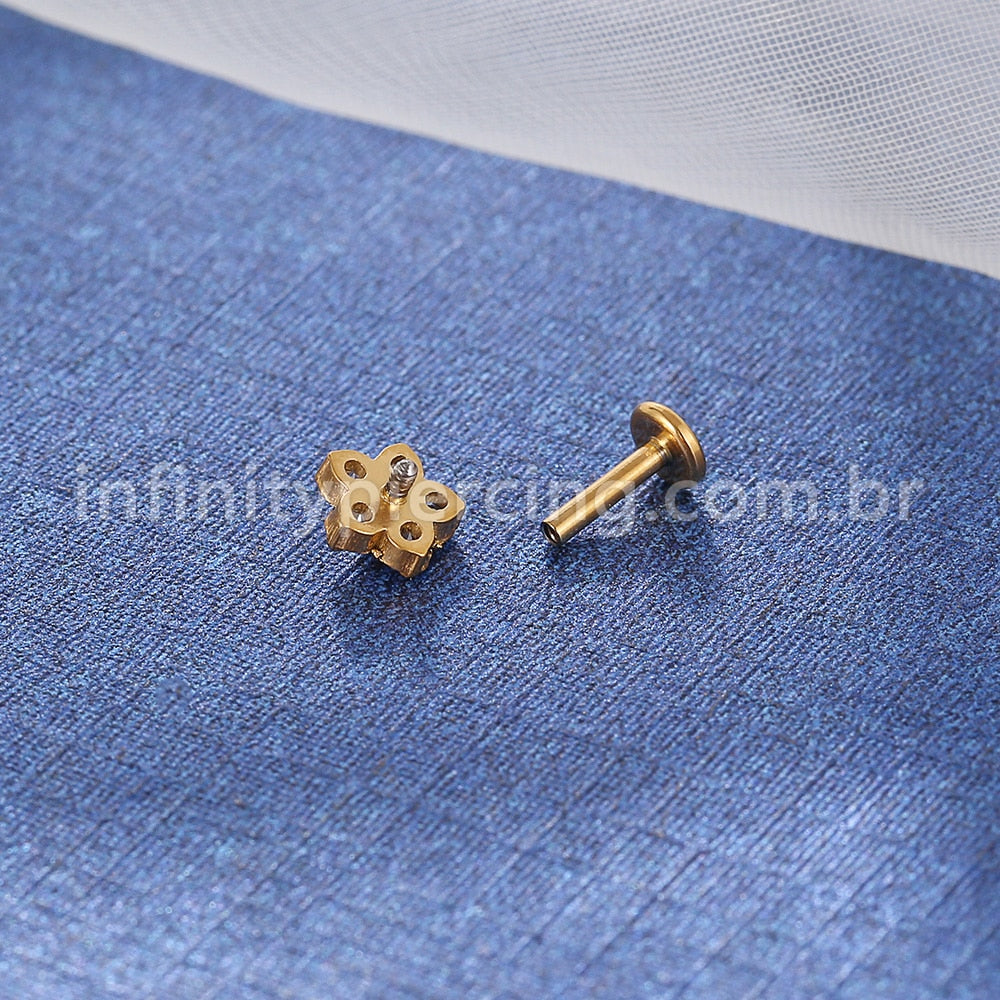 Piercing Labret Aço Cirúrgico Flor Zircônia