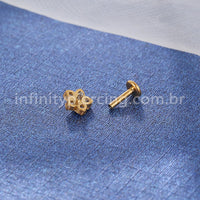Piercing Labret Aço Cirúrgico Flor Zircônia