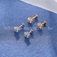 Piercing Labret Aço Cirúrgico Flor Zircônia
