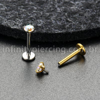 Piercing Labret Titânio Push Pin Zircônia Ponto De Luz Colorida