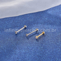 Piercing Minibarbell Australiano Aço Cirúrgico Zircônia