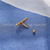 Piercing Minibarbell Aço Cirúrgico 5 Pedras Strass