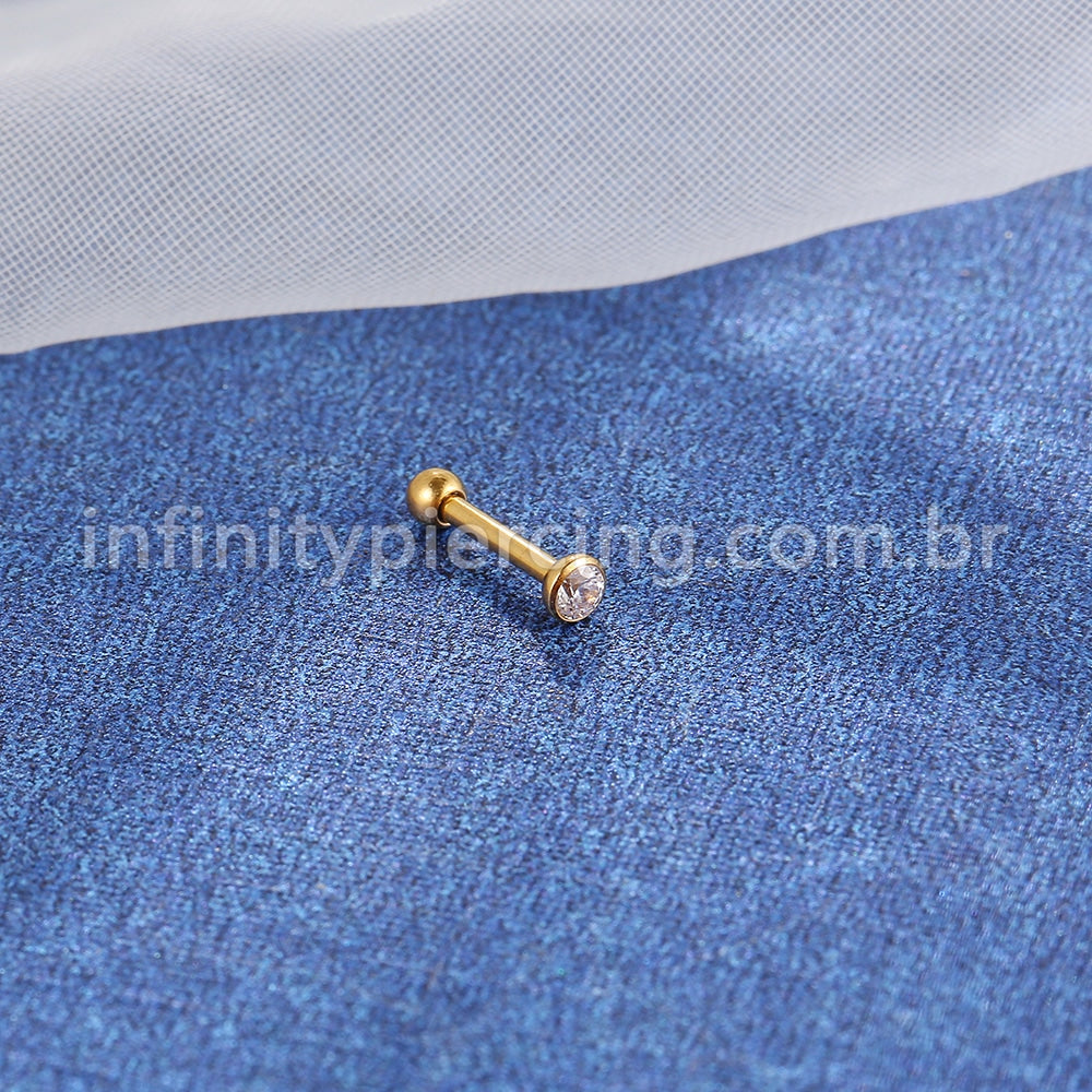 Piercing Minibarbell Australiano Aço Cirúrgico Zircônia