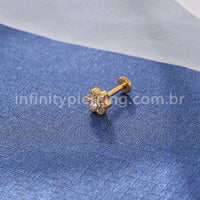 Piercing Labret Aço Cirúrgico Flor Zircônia
