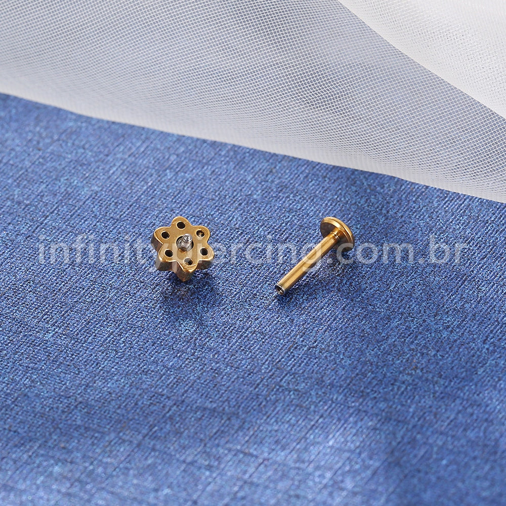 Piercing Labret Aço Cirúrgico Flor Zircônia