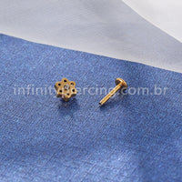 Piercing Labret Aço Cirúrgico Flor Zircônia