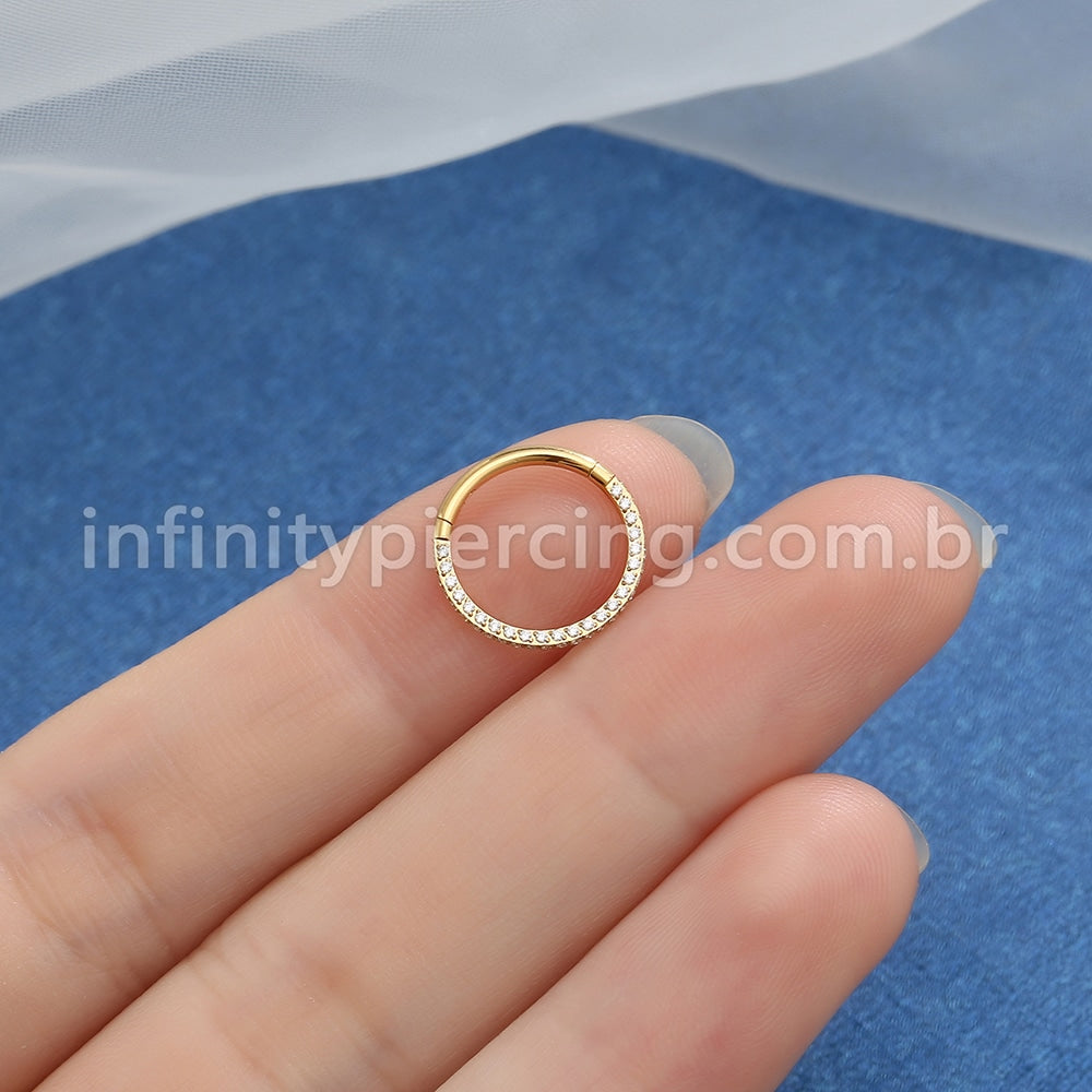 Piercing Argola Titânio Segmento Articulado Zircônia